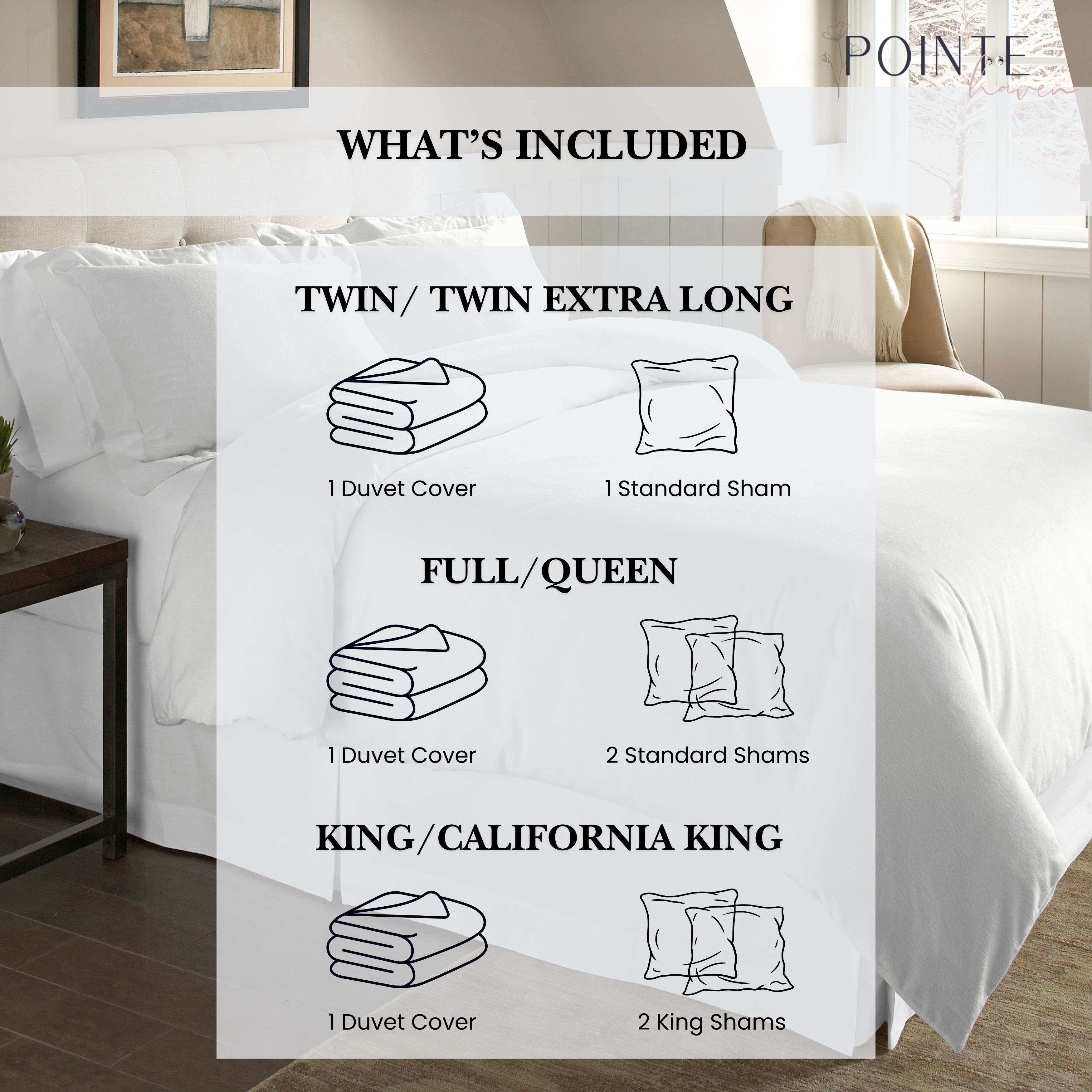 Pointehaven Derby 180 GSM Cotton Flannel Oversized Duvet Set - On